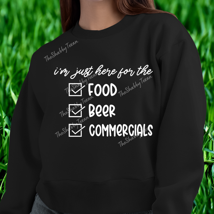 Here for Food Beer and Commercials Shirts and Transfer