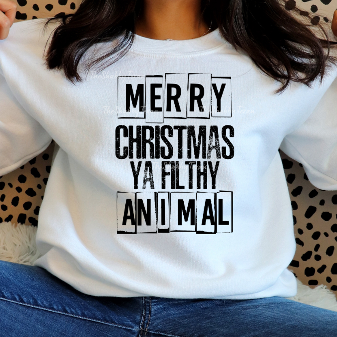 Merry Christmas Ya Filthy Animal Shirt or DTF Transfers