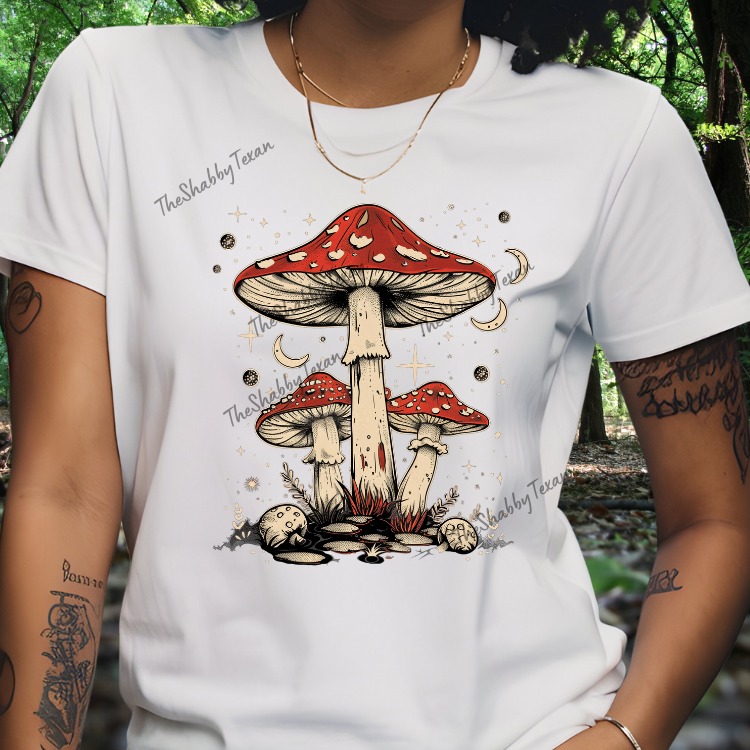 Boho Retro Mushroom Shirts and Transfers