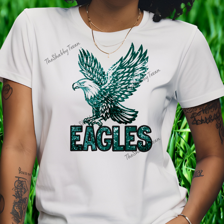 Faux Glitter Eagles Shirts and Transfers