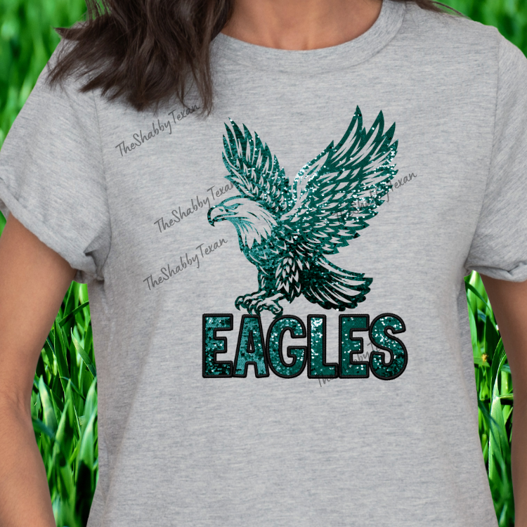 Faux Glitter Eagles Shirts and Transfers