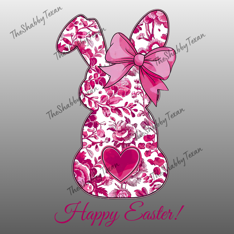 Pink Floral Happy Easter Bunny Shirts and Transfers