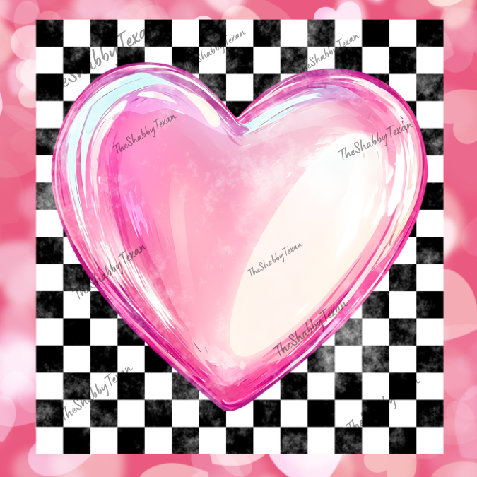 Checkered Pink Heart Shirts and Transfers