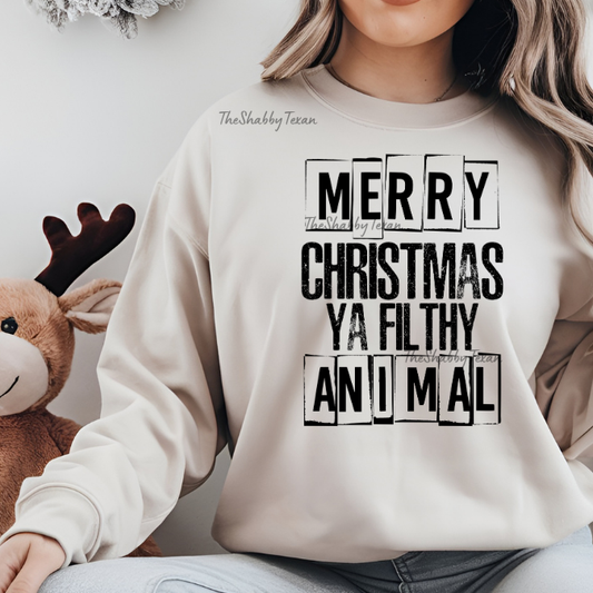 Merry Christmas Ya Filthy Animal Shirt or DTF Transfers