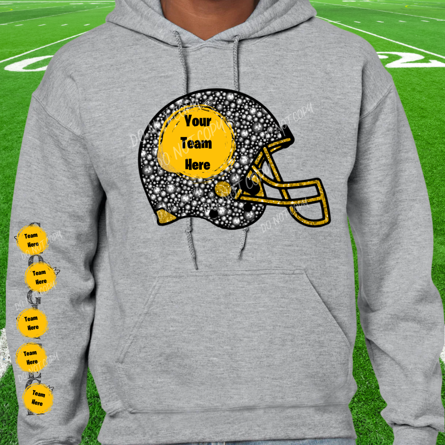 Custom Sparkle Football Helmet Sweatshirts and Hoodies