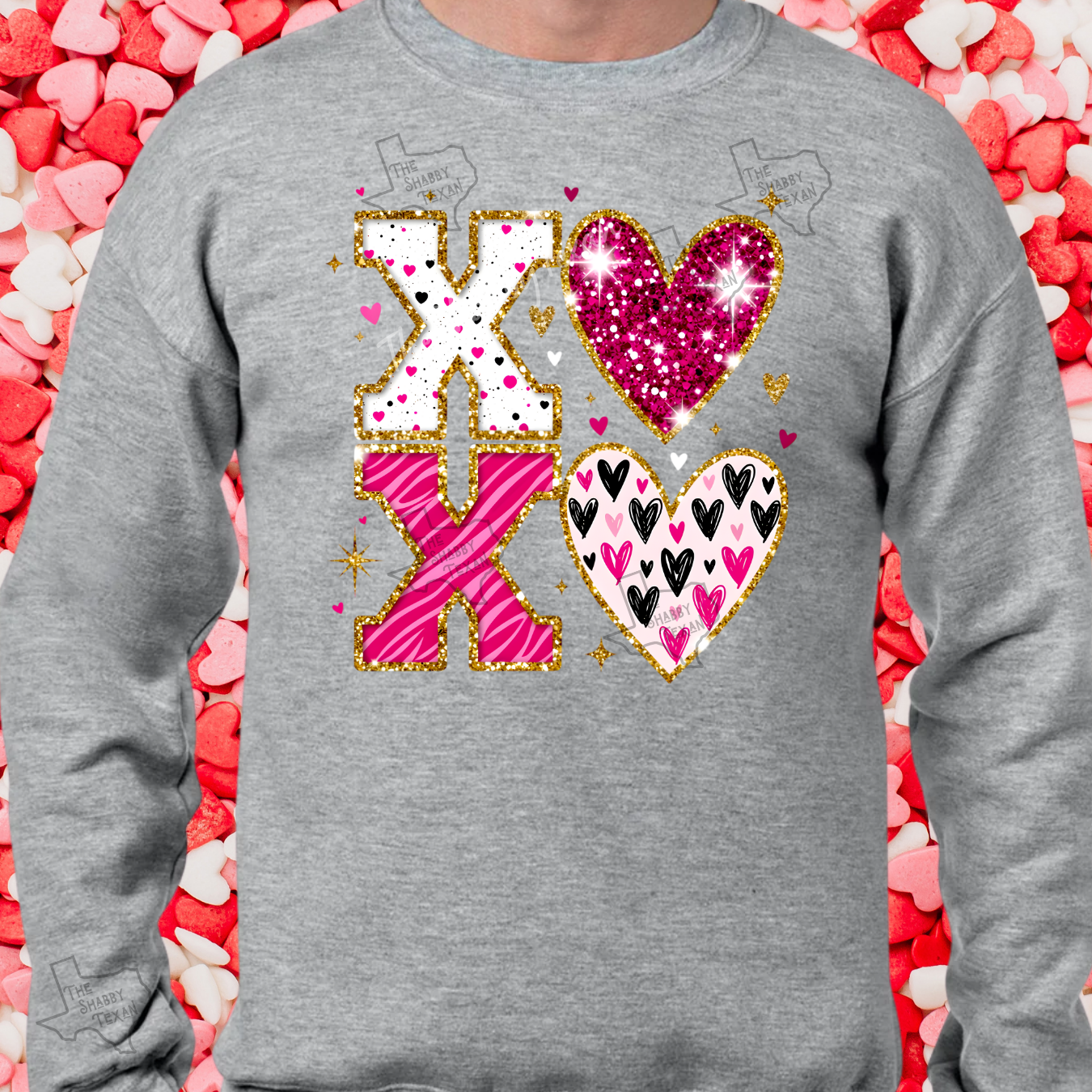 Gold Glitter Valentines XOXO Shirts