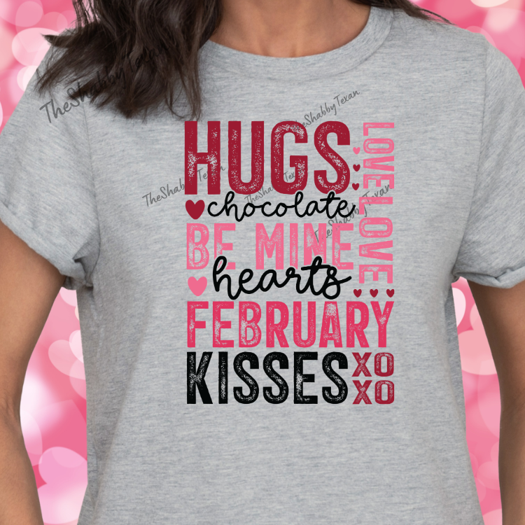 Valentine Kisses XOXO Shirts and Transfers