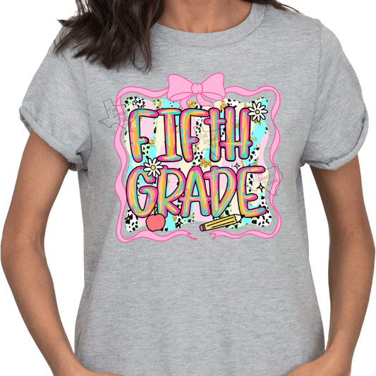 5th Grade Pink Brushstroke Back to School T-shirts