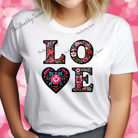 Love Embroidered look DTF Transfer