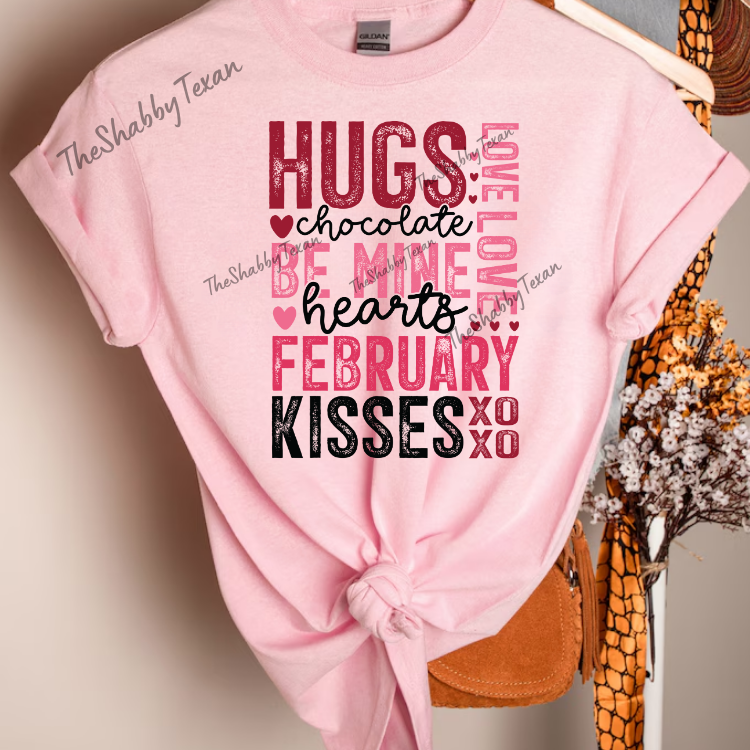 Valentine Kisses XOXO Shirts and Transfers