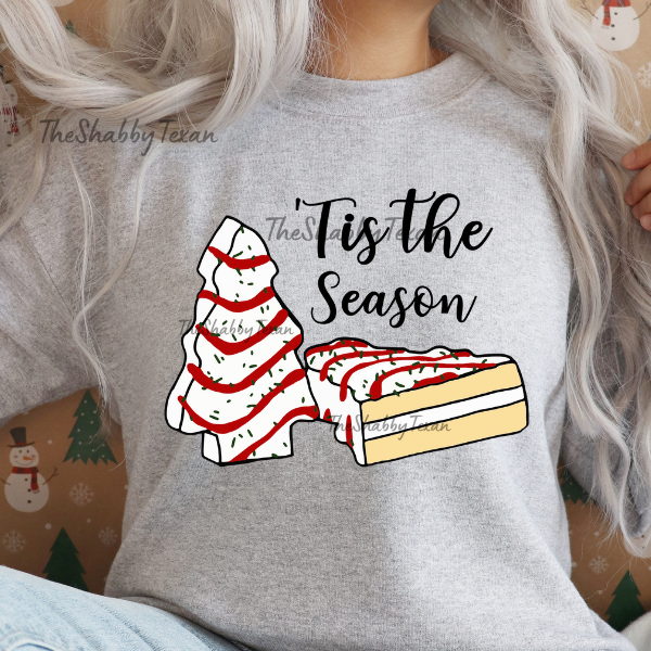 Tis The Season Xmas Cake Shirts and DTF Transfers