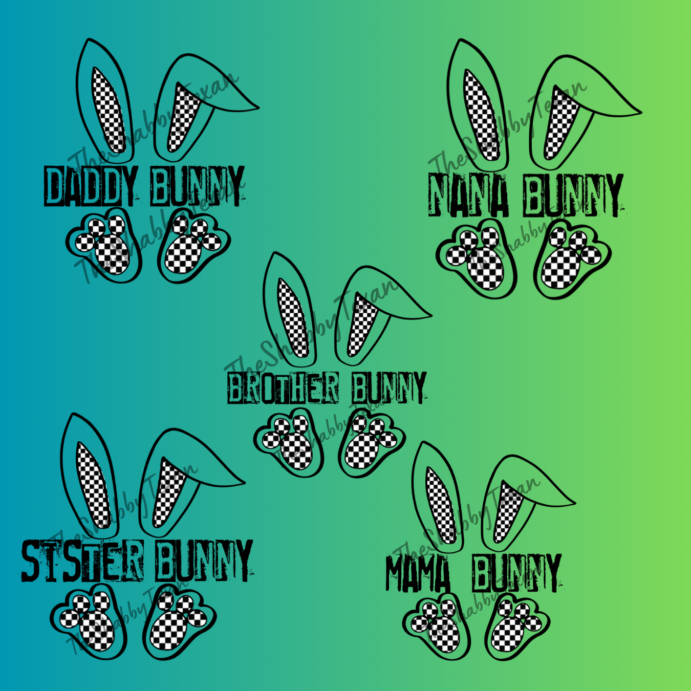Bunny Family Name DTF Transfers