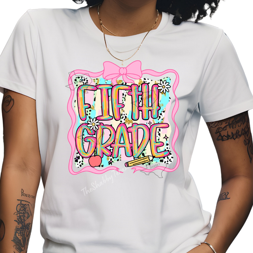 5th Grade Pink Brushstroke Back to School T-shirts
