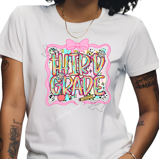 3rd Grade Pink Brushstroke Back to School T-shirts