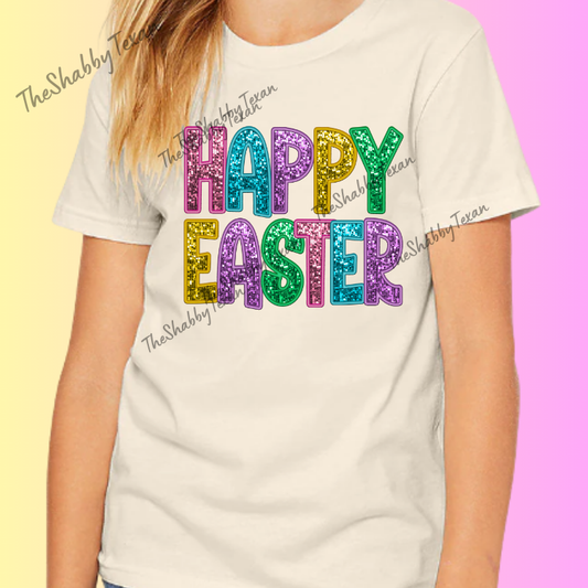 Happy Easter Faux Sequin Youth Shirts and Transfers
