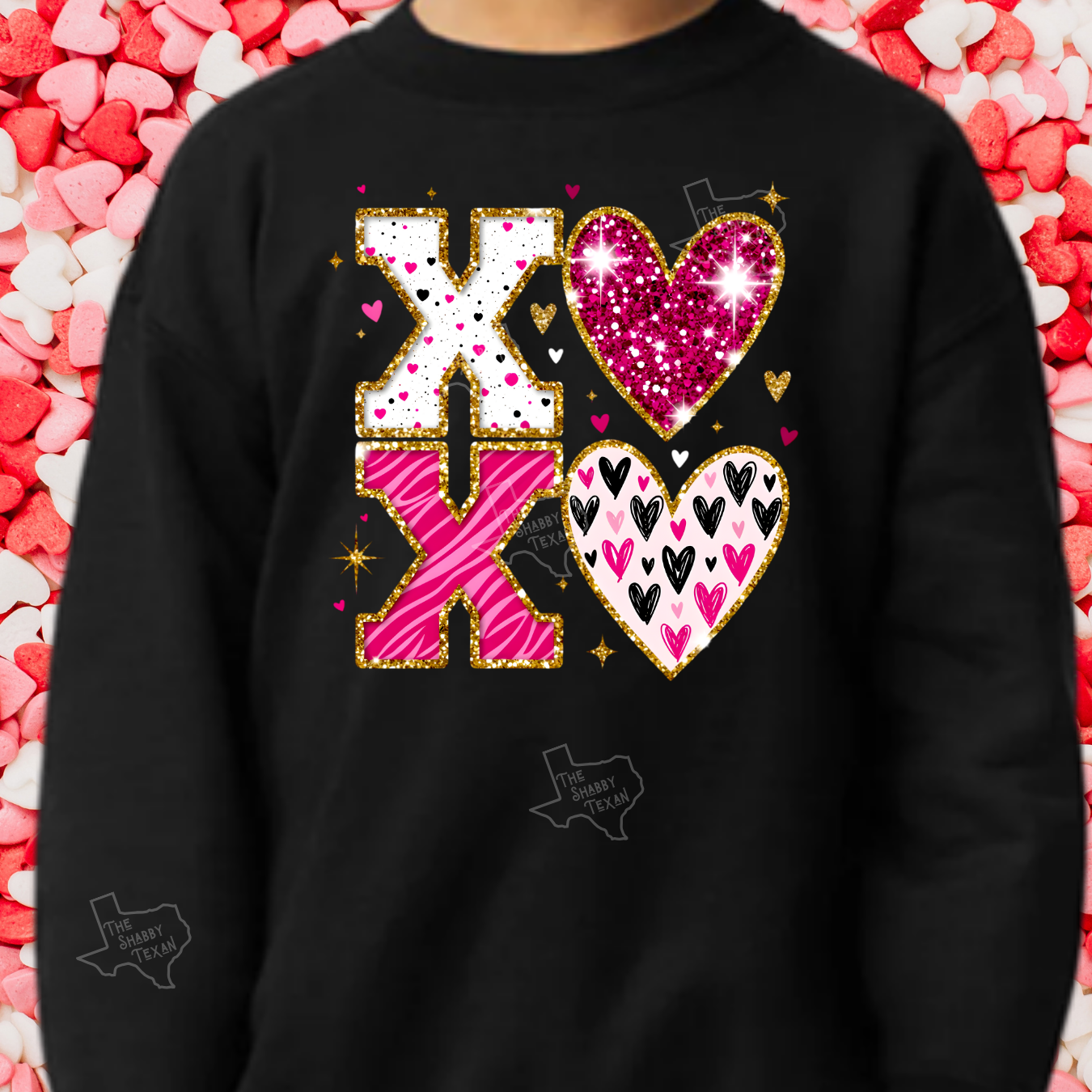 Gold Glitter Valentines XOXO Shirts