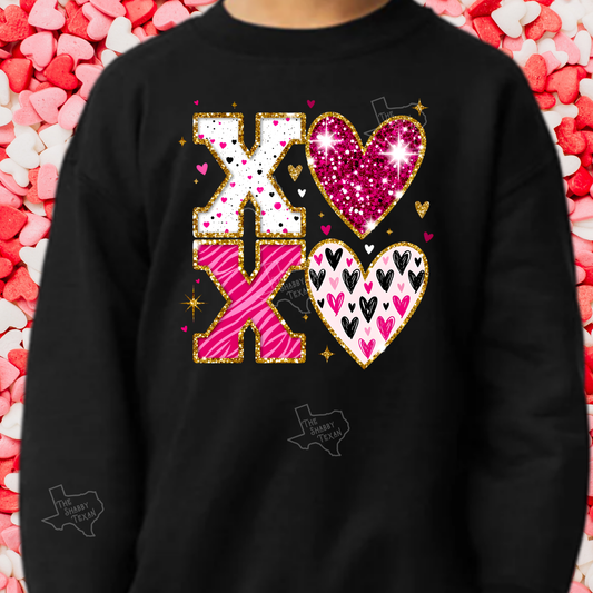 Gold Glitter Valentines XOXO Shirts