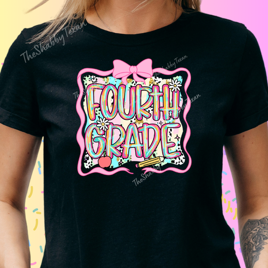 4rd Grade Pink Brushstroke Back to School T-shirts