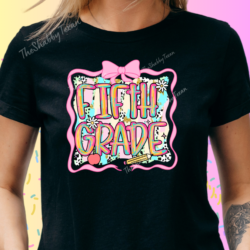 5th Grade Pink Brushstroke Back to School T-shirts