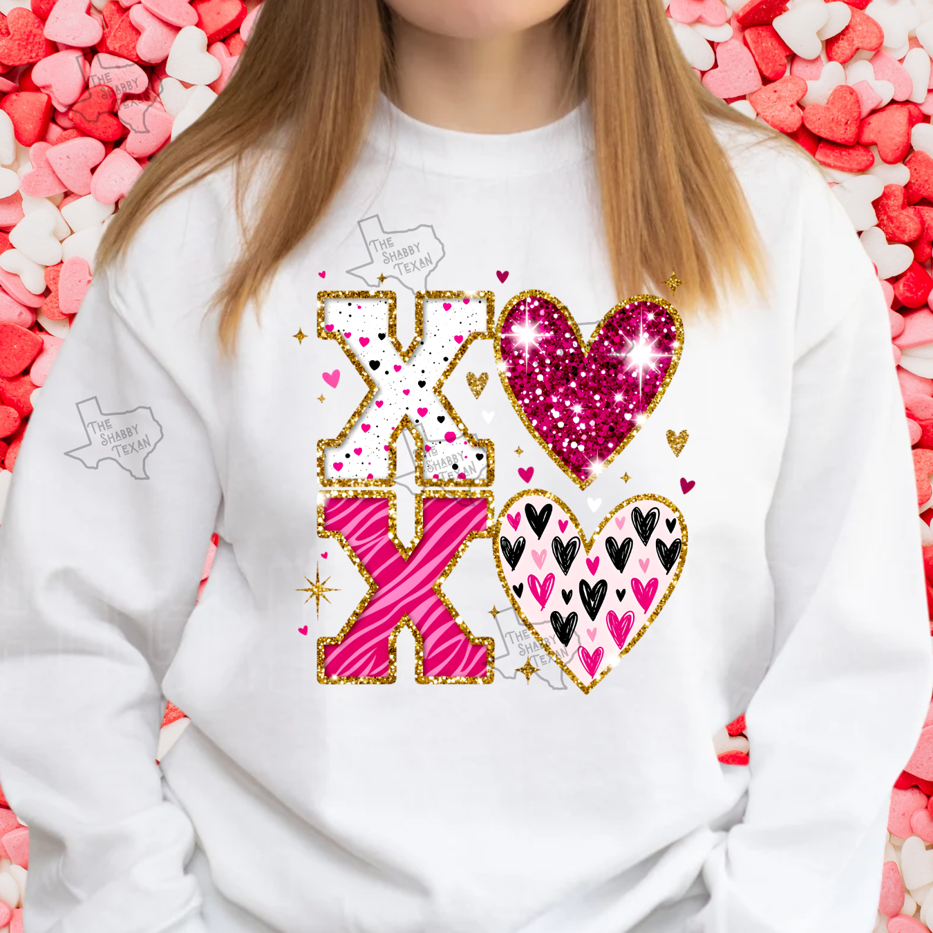 Gold Glitter Valentines XOXO Shirts